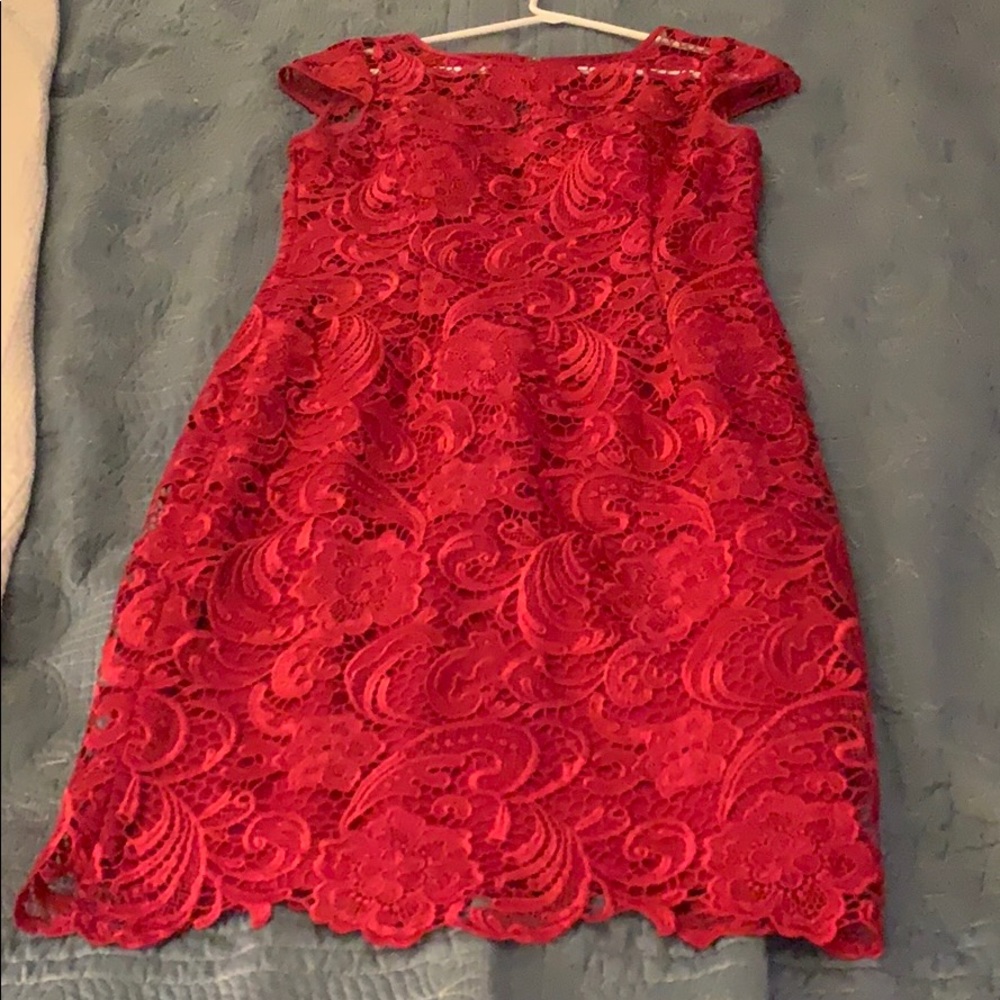 Fuchsia Lace overlay bridesmaid or cocktail dress